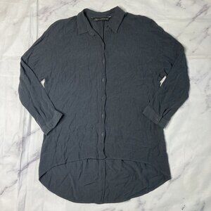 Zara Gray Button Up Tunic Shirt Womens Size XS High Low 3/4 Sleeves J17